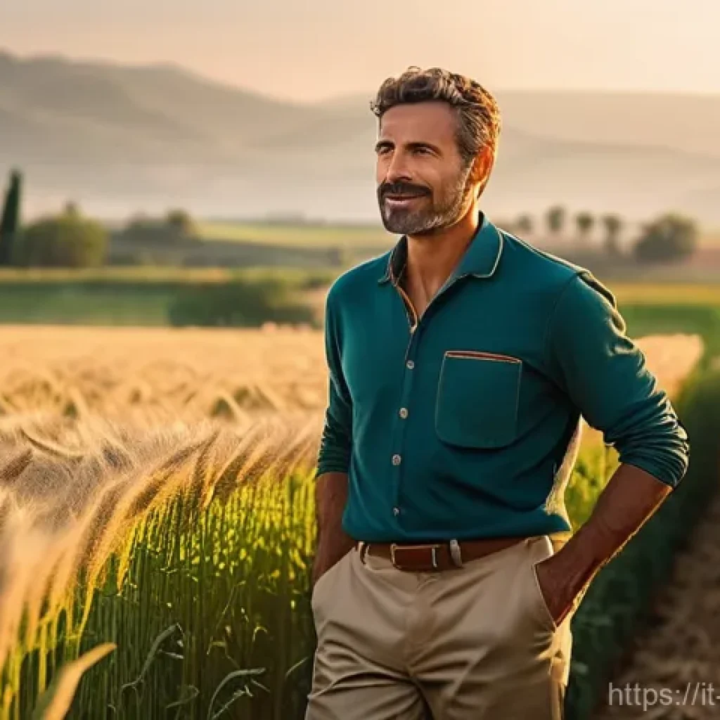 농업기술과 바이오 기술 융합 사례 - **Prompt:** An idyllic Italian countryside scene bathed in warm golden hour light. In the foreground...