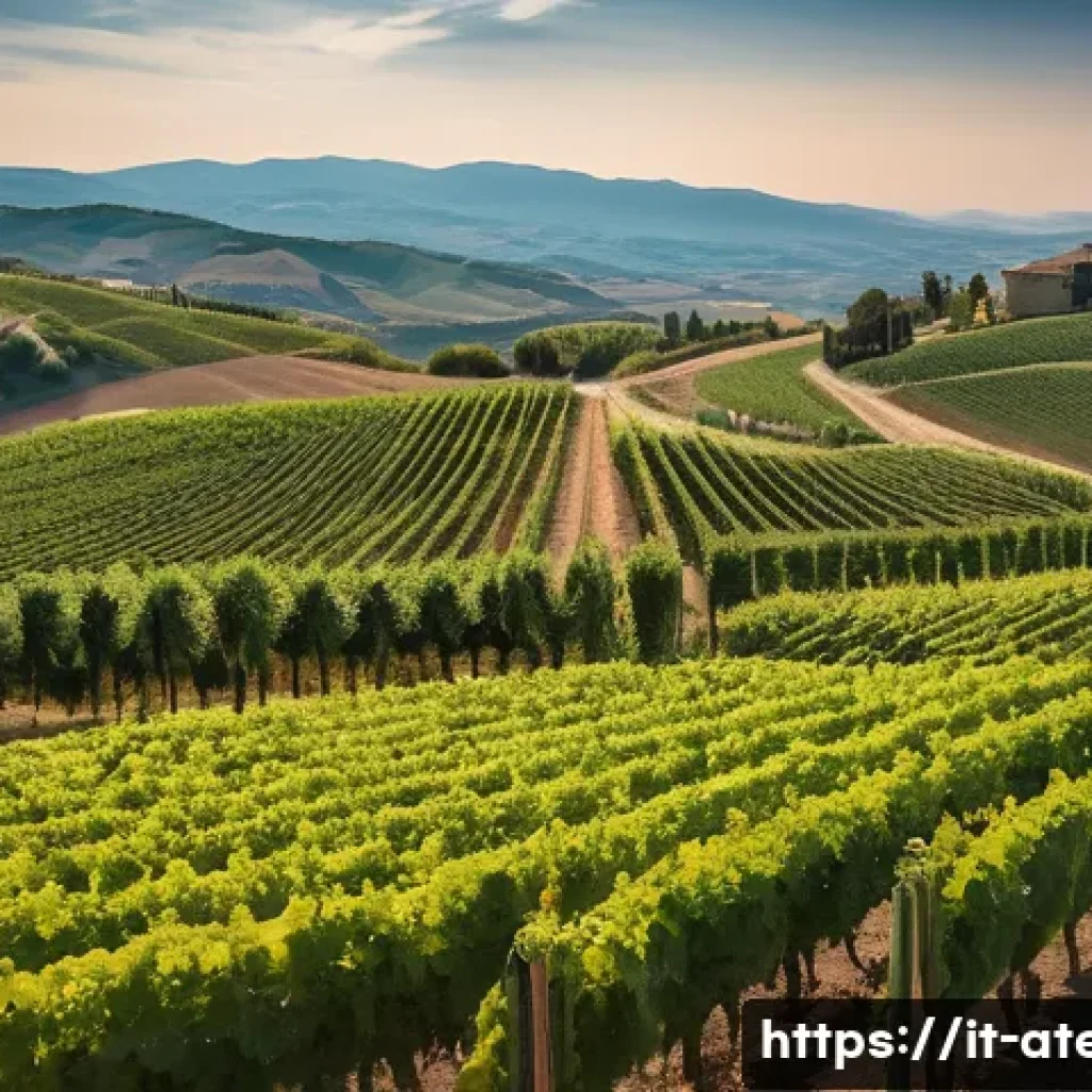 농업기술과 친환경 농업 실천 사례 - **Prompt: "An inspiring wide-angle shot of a modern Italian vineyard in Tuscany, showcasing the harm...