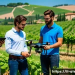 농업기술 분야 취업 성공 사례 - A modern Italian agricultural training workshop scene featuring young agronomists attending a hands-...