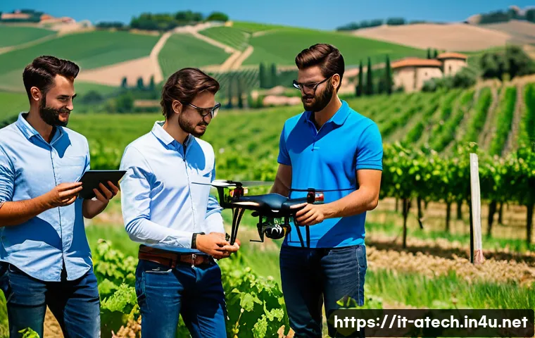 농업기술 분야 취업 성공 사례 - A modern Italian agricultural training workshop scene featuring young agronomists attending a hands-...