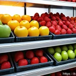 농업기술과 수확 후 관리 실습 - A modern cold storage room interior with advanced refrigeration technology: sleek stainless steel st...