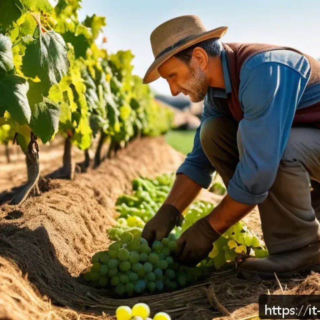 농업기술자 자기소개서 작성법 - A professional agronomist in a traditional Italian farm setting during harvest season, wearing pract...